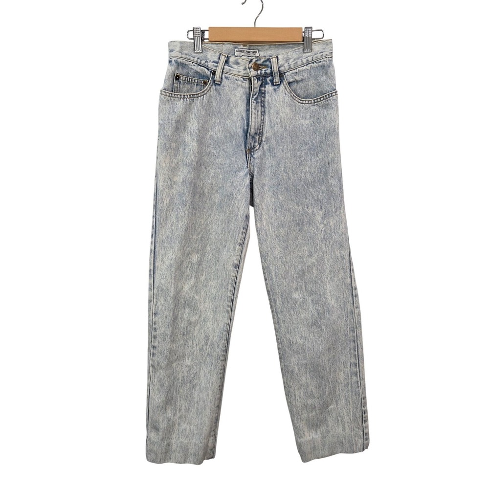 Guess Mens VTG Light Blue Cotton Jeans Size 30 x 26 Acid Wash USA ALTERED LENGTH